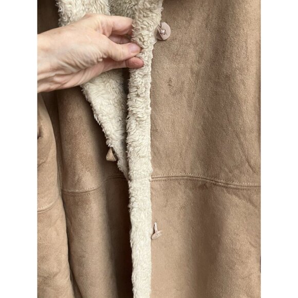 Penny Lane Vintage Y2K 90s Faux Suede & Shearling Tan Boho Coat Size 2X Retro - Picture 6 of 13